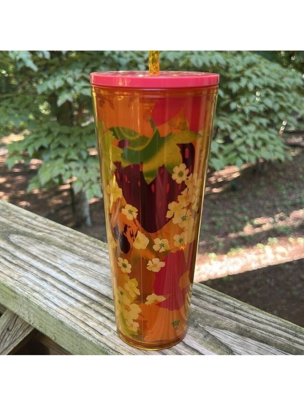 NWT Starbucks Strawberry Field Flower Cold Cup 24oz - Picture 2 of 7